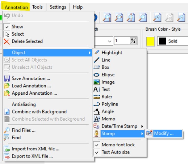 annotation object stamp modify