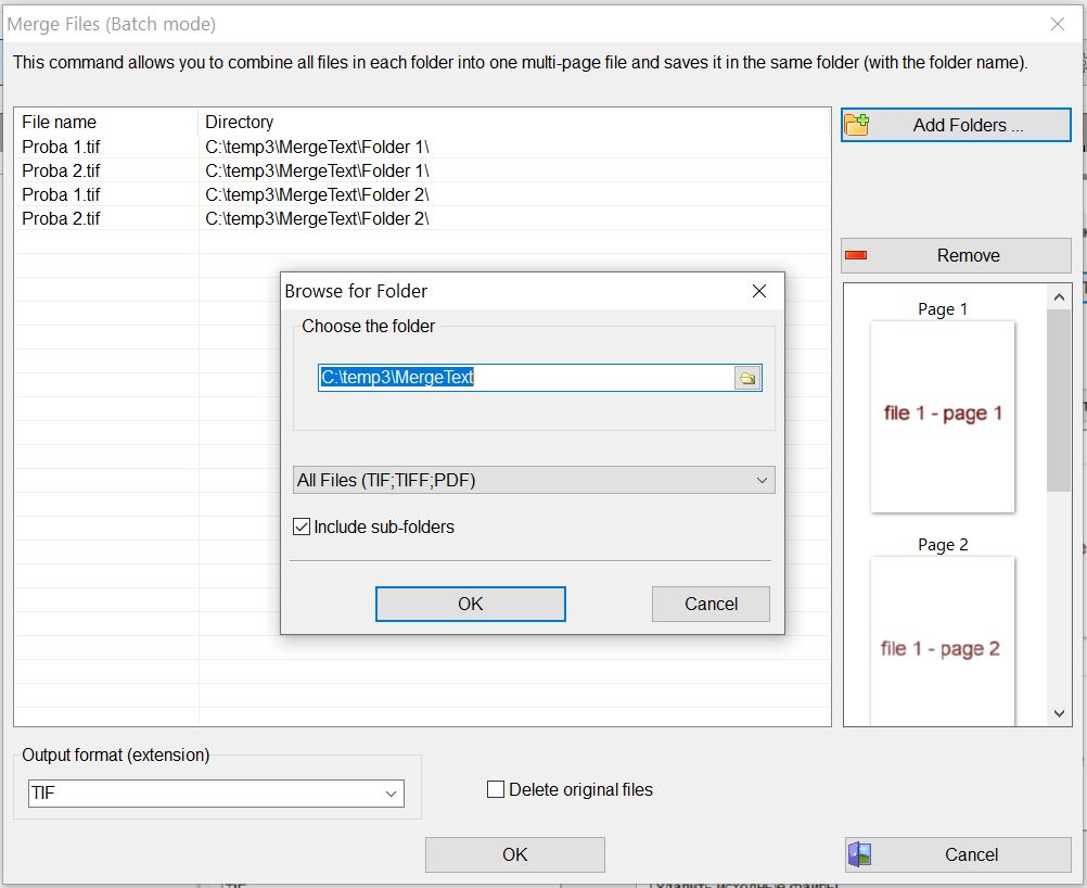 merge a lot of tiff pdf files batch mode